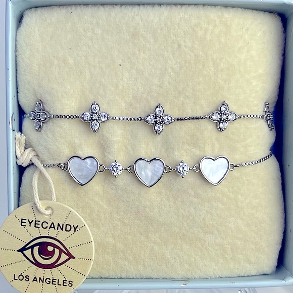 NWT ARM CANDY Luxe Collection by EYE CANDY LOS ANGELES Silver Bolo Bracelet Set - Picture 1 of 13
